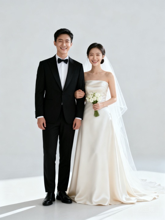 现代简约白棚风格婚纱照